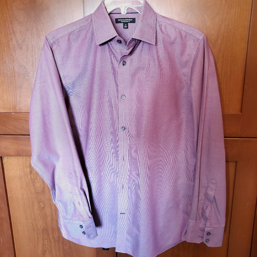 Men's Banana Republic Slim NonIron Shirt Cranberry M NWOT